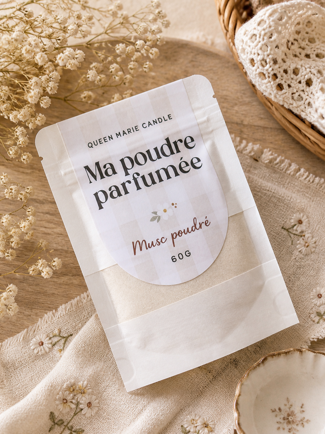 🤍 Poudre parfumée – Musc poudré