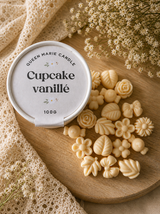 🤍 Pot fleuri parfumé – Cupcake vanillé