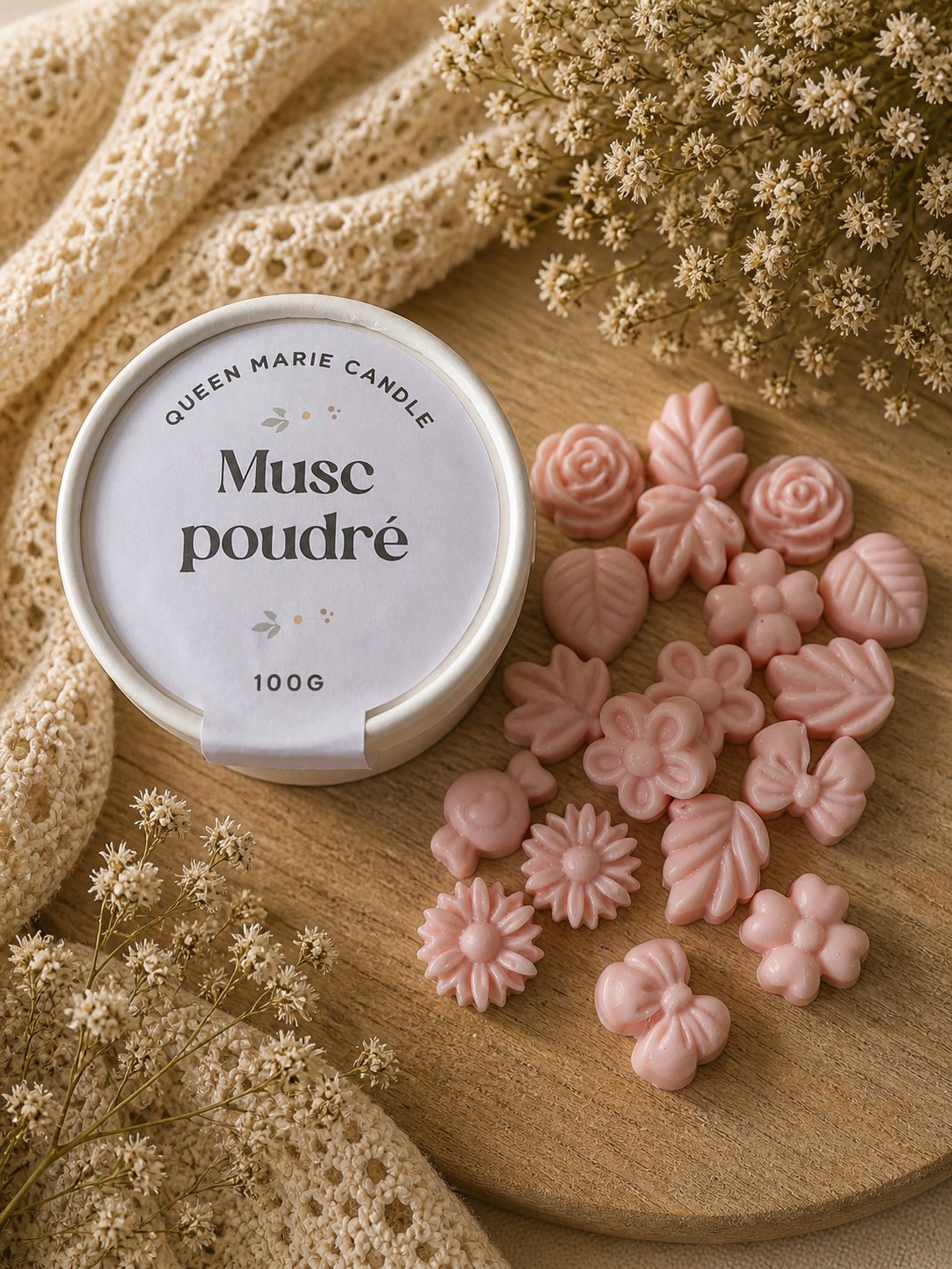 🤍 Pot fleuri parfumé – Musc poudré